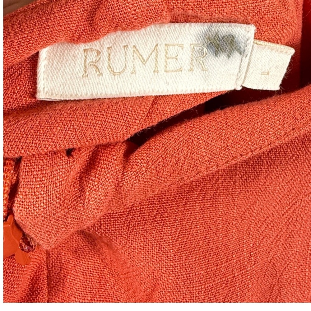 Rumer Halter Maxi Dress Women Large Coral Slit Linen Boho Resort Chic Coastal - Picture 9 of 9